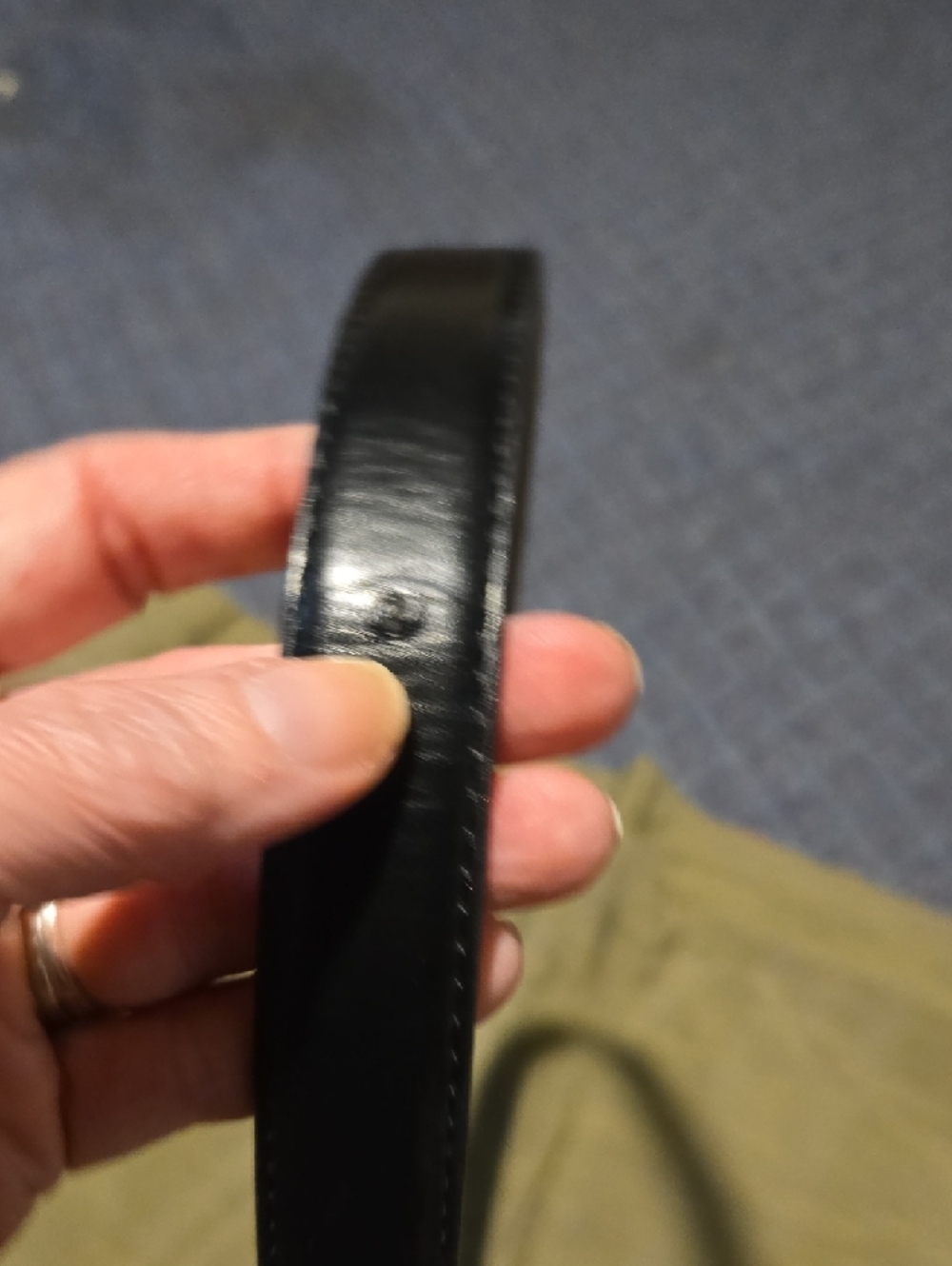 Belt with Rounded Silver Reversable Buckle - Picture 3 of 6
